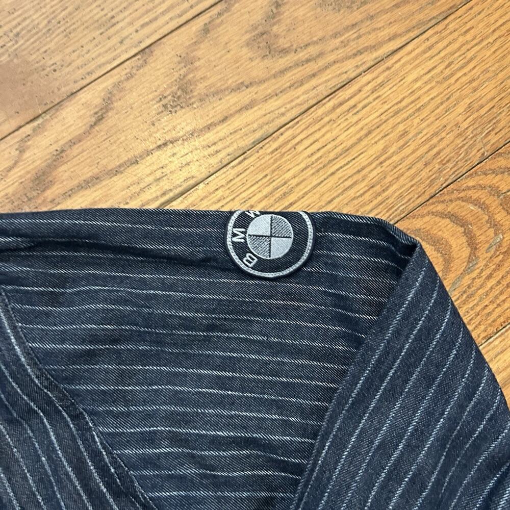 NEW BMW Motorrad Denim Pinstripe Racing Riding Snap Button Up Shirt 3XL - Picture 3 of 7